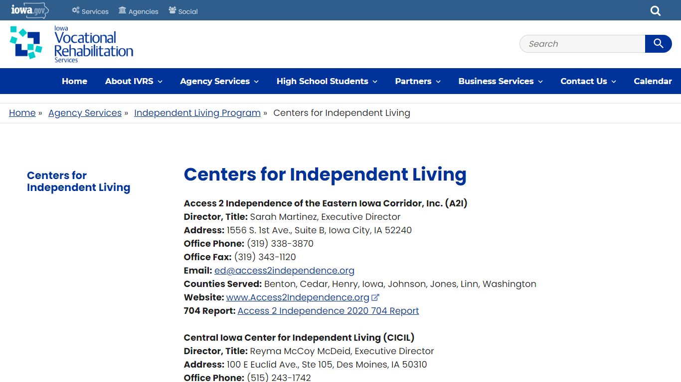 Centers for Independent Living | Iowa Vocational Rehabilitation Services